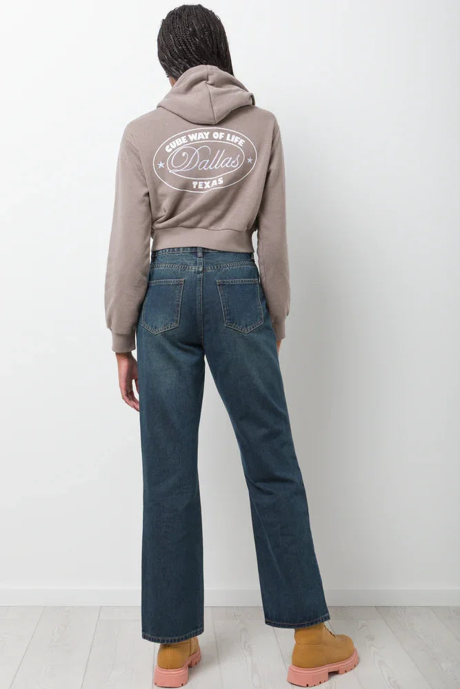 Cropped Zip Through Hooded Tracktop Natural (2)