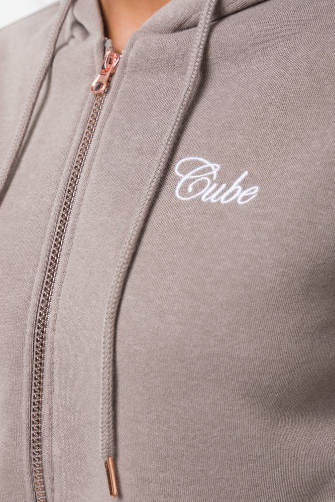 Cropped Zip Through Hooded Tracktop Natural (3)