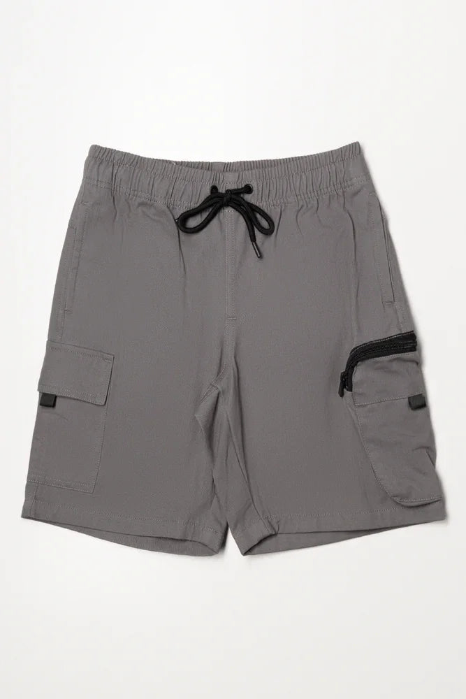 Zip Pocket Cargo Shorts Grey