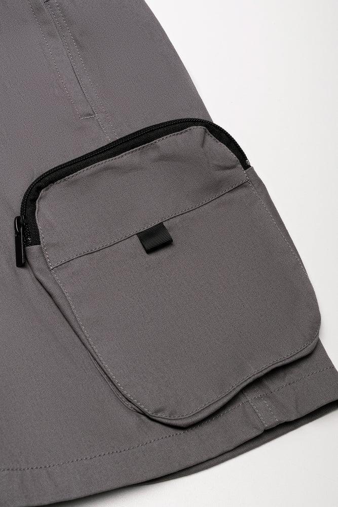 Zip Pocket Cargo Shorts Grey