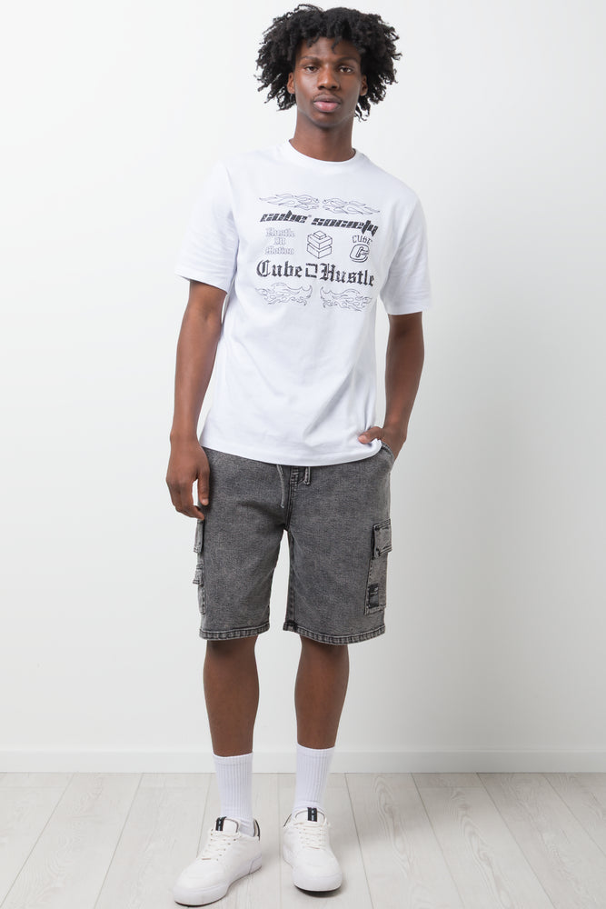 Cargo Denim Shorts Charcoal