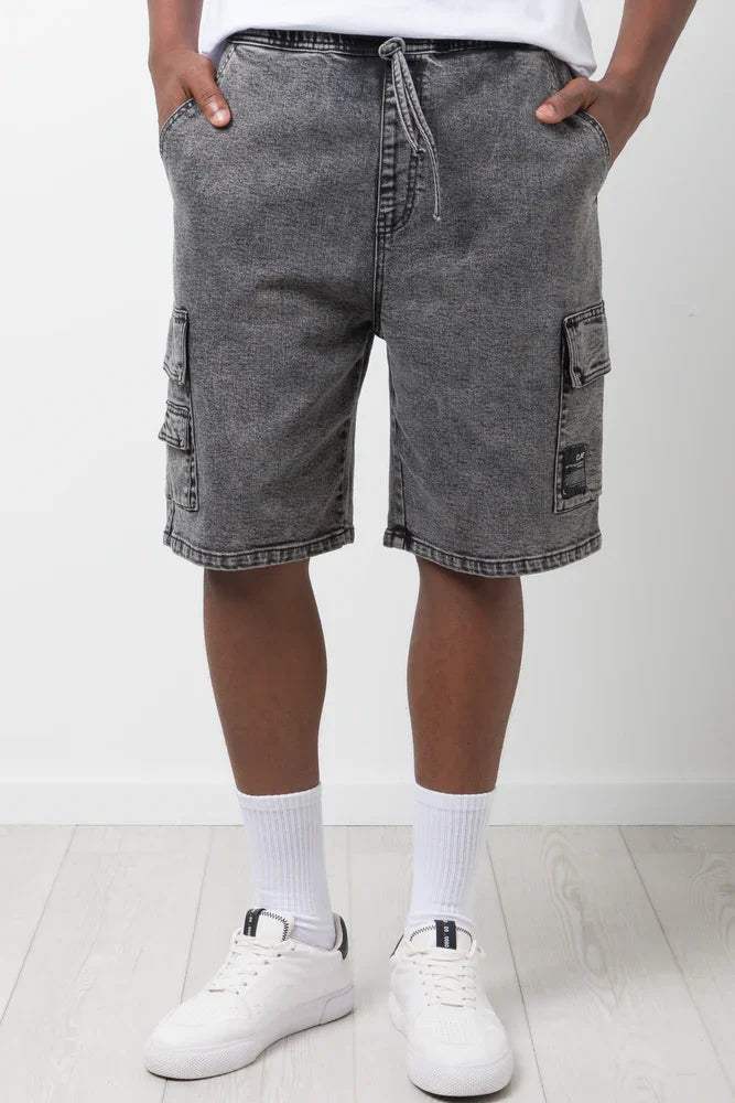 Cargo Denim Shorts Charcoal