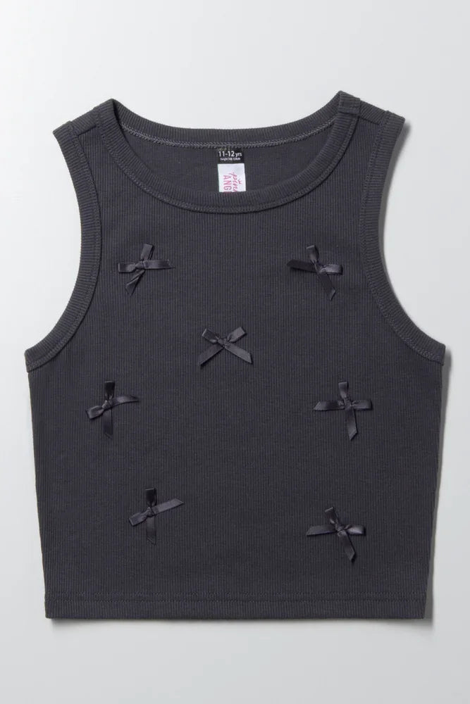 Rib Vests With Bows Black