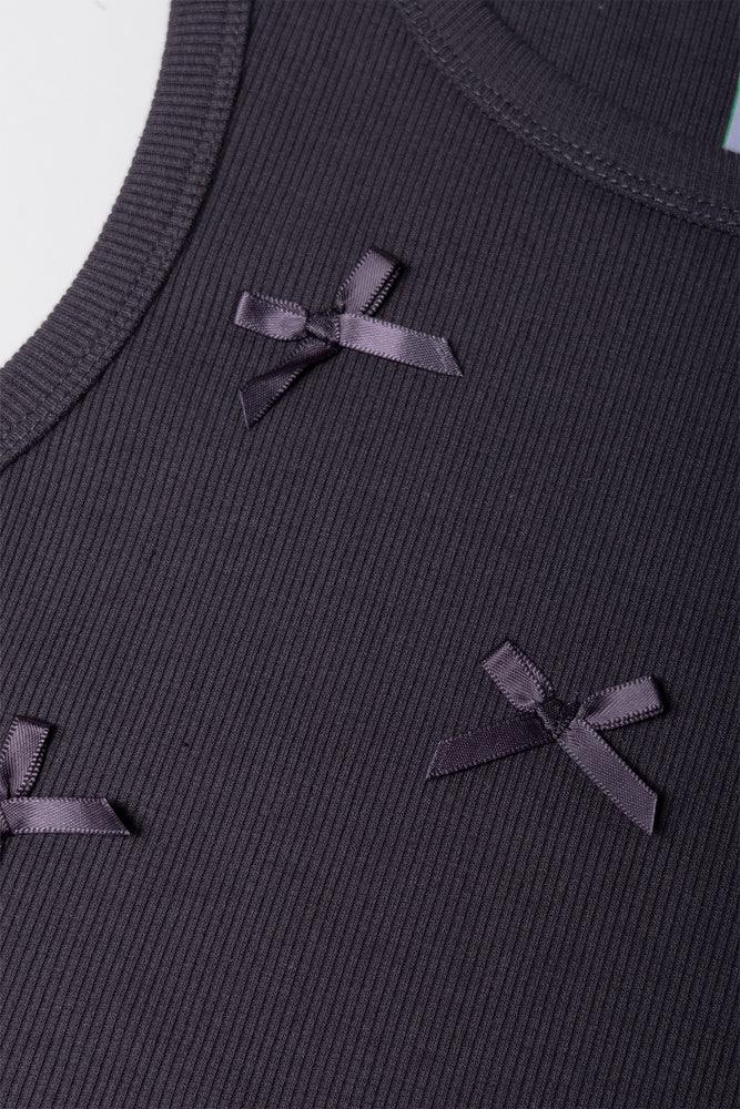 Rib Vests With Bows Black