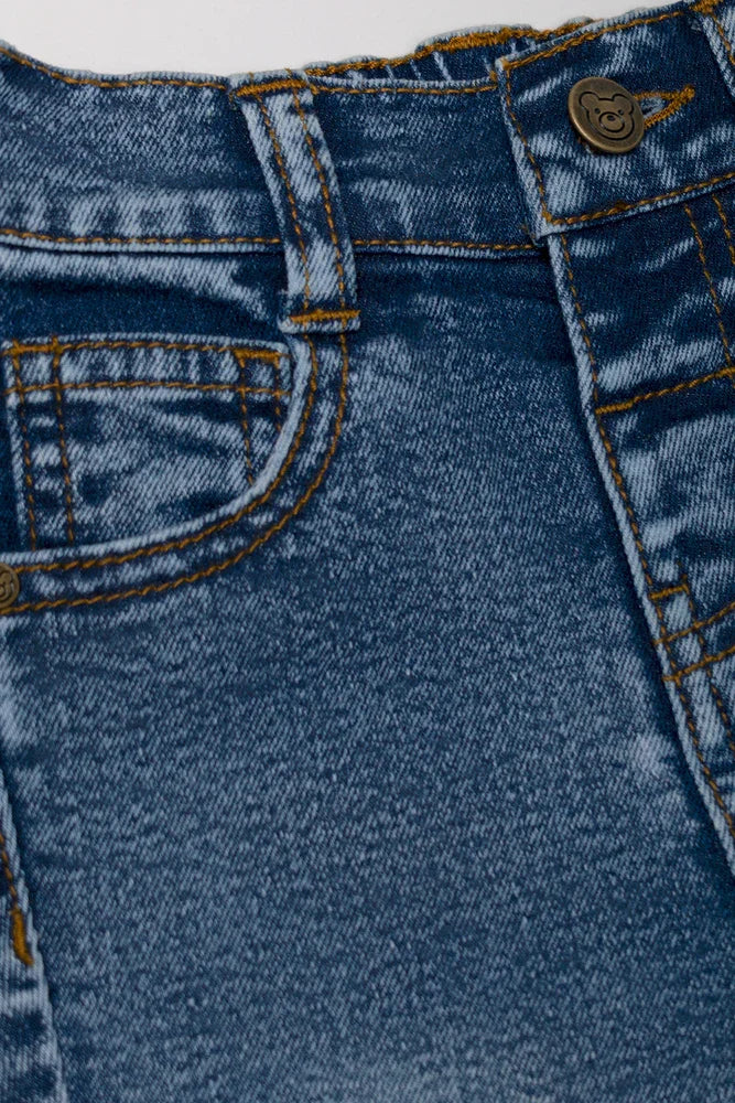 Abrasion Denim Skinny Jeans Blue