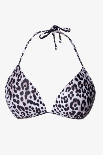 Leopard Triangle Bikini Top Cream