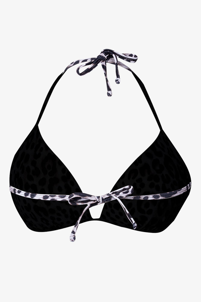 Leopard Triangle Bikini Top Cream