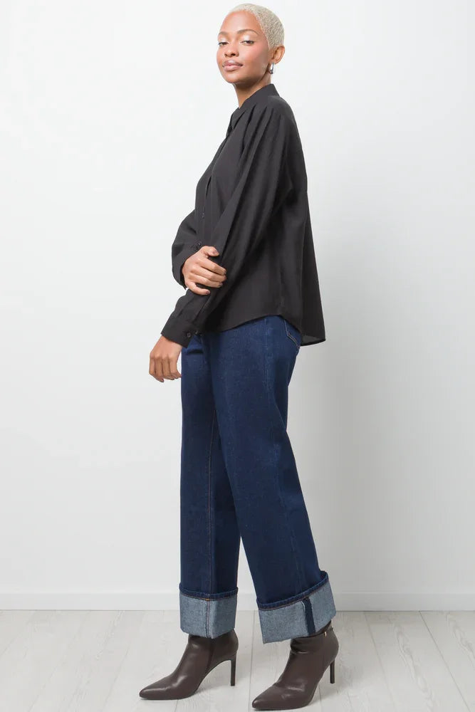 Long Sleeve Crinkle Shirt Black