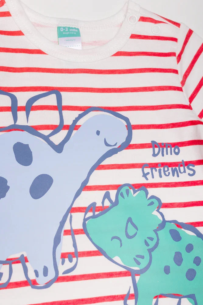 Dinosaur Friends Romper Red