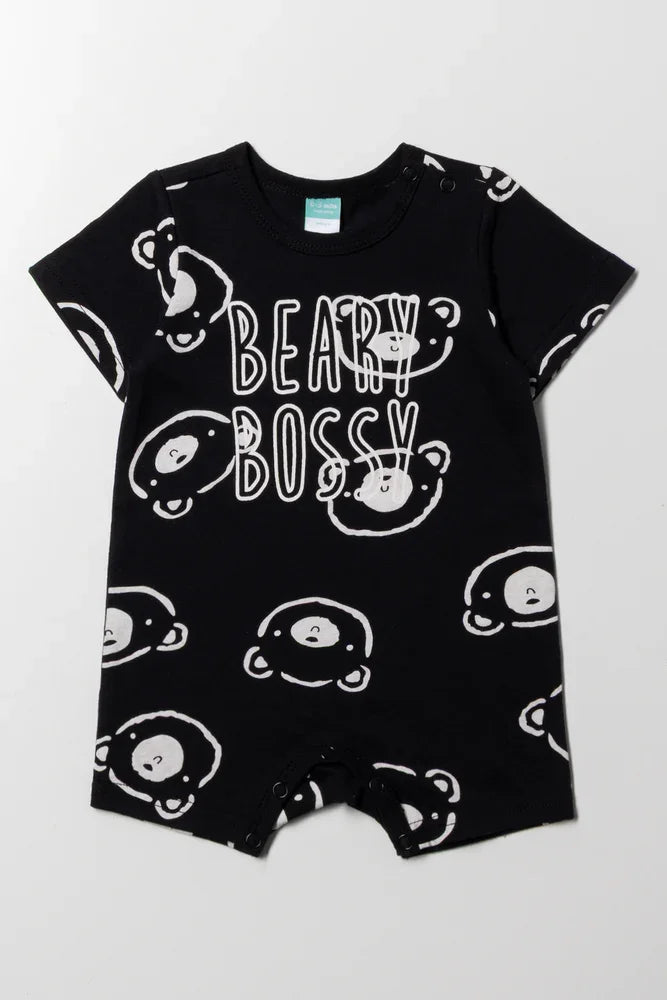 Beary Bossy Romper Black