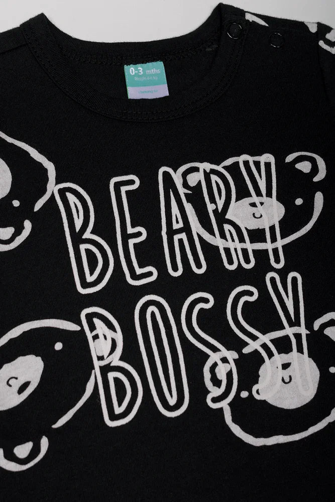 Beary Bossy Romper Black