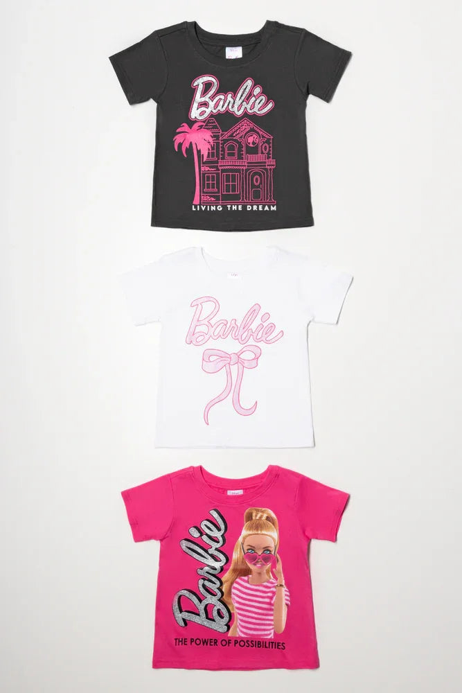 Barbie 3 Pack T-Shirts Black, White And Pink