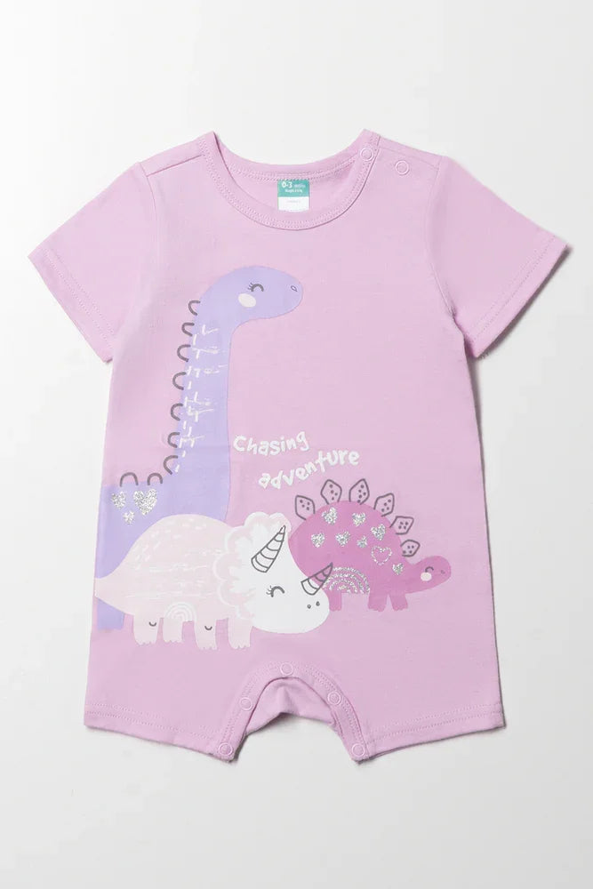 Dinosaur Romper Lilac