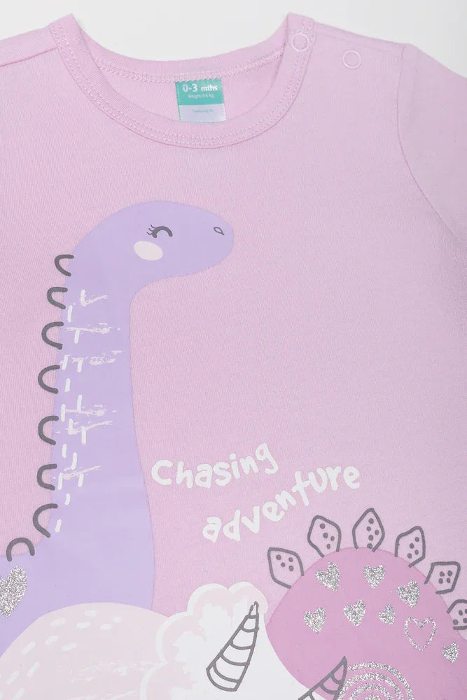 Dinosaur Romper Lilac