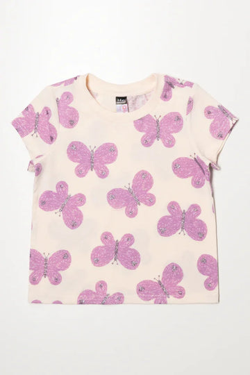 Butterfly Short Sleeve T-Shirt Cream