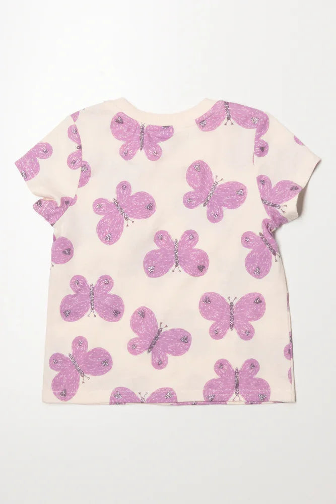 Butterfly Short Sleeve T-Shirt Cream (2)