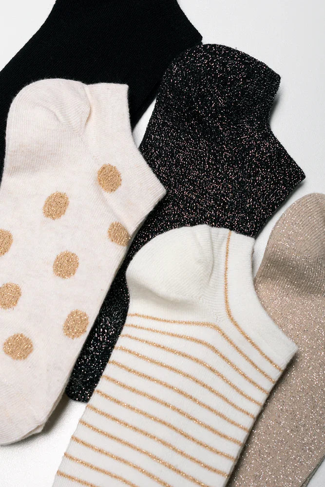 5 Pack Low Cut Socks Natural And Black