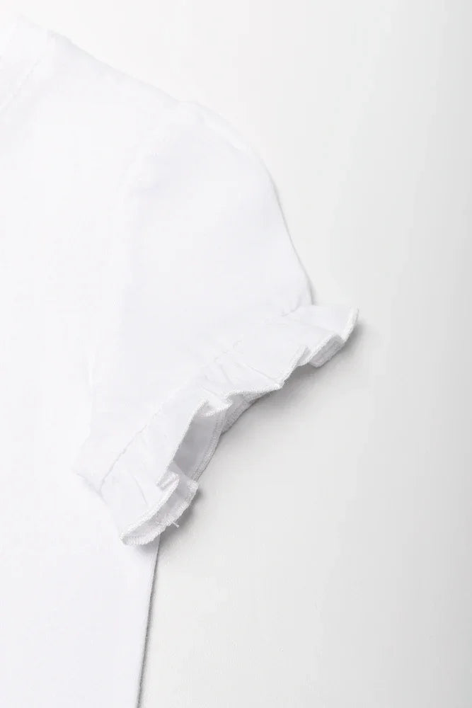 Frill Sleeve T-Shirt White
