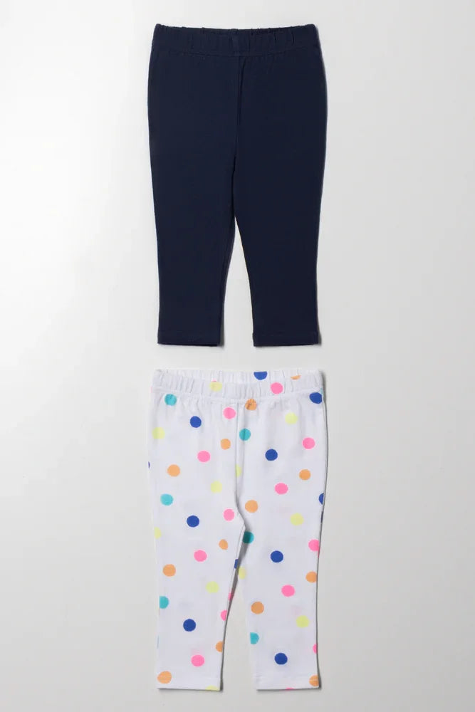 2 Pack Leggings Navy And White