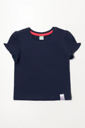 Frill Sleeve T-Shirt Navy
