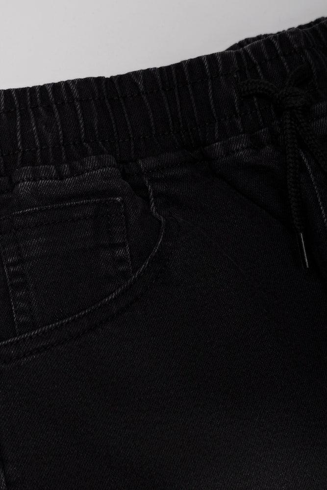 Basic Denim Pull On Shorts Black