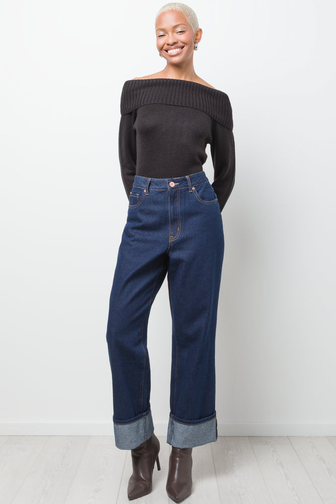 Turn Up Hem Denim Jean Blue