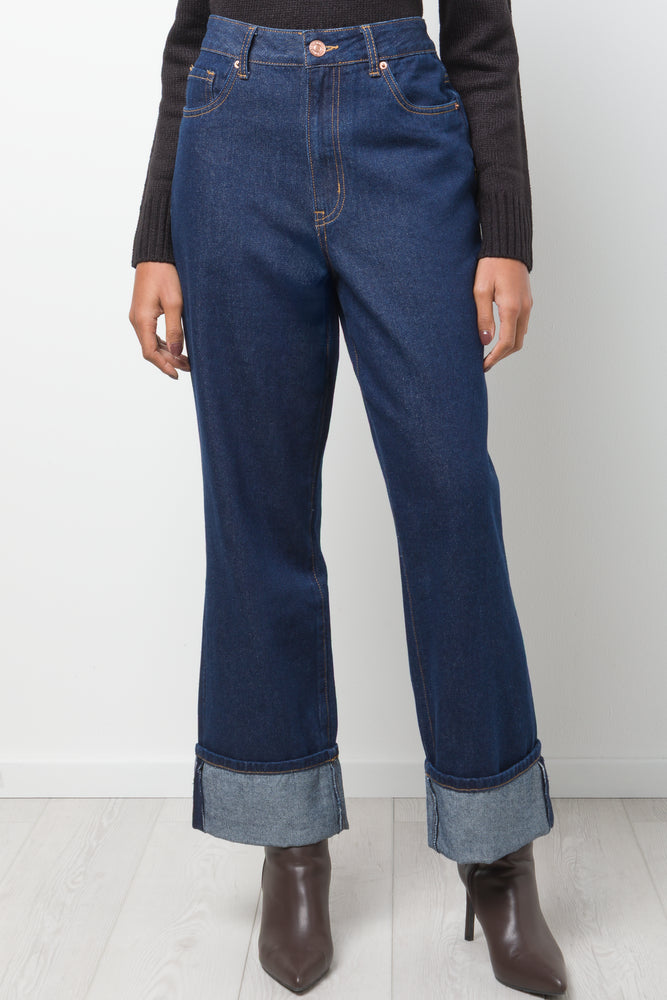 Turn Up Hem Denim Jean Blue
