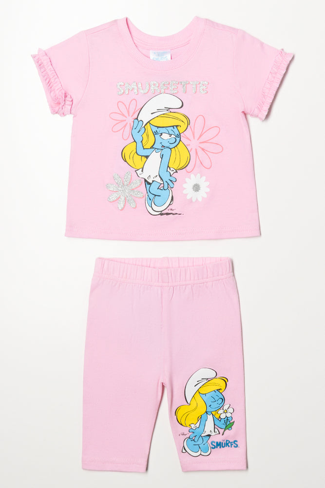 Smurfs T-Shirt And Leggings Set Pink