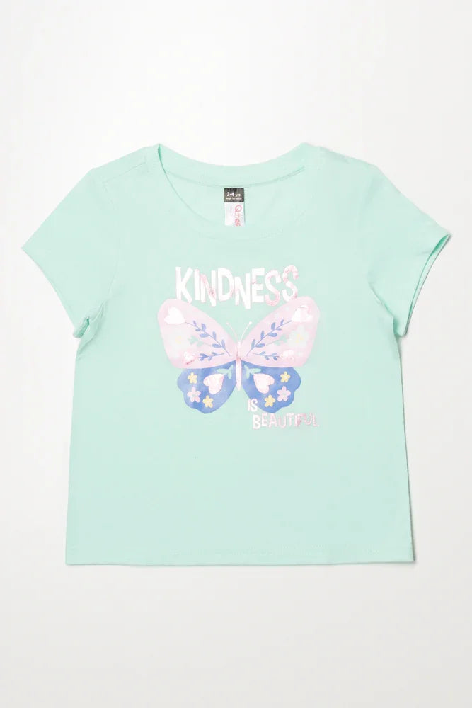 Butterfly Short Sleeve T-Shirt Light Green