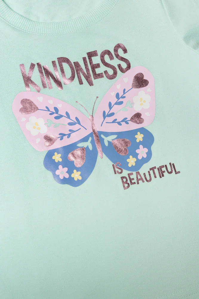 Butterfly Short Sleeve T-Shirt Light Green