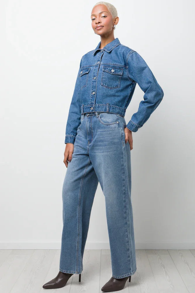 Cropped Denim Jacket Blue