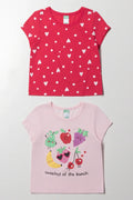 2 Pack Heart Short Sleeve T-Shirts Pink