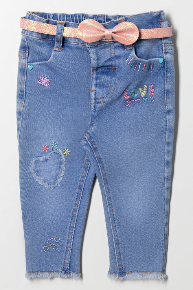 Belted Denim Jeans Blue