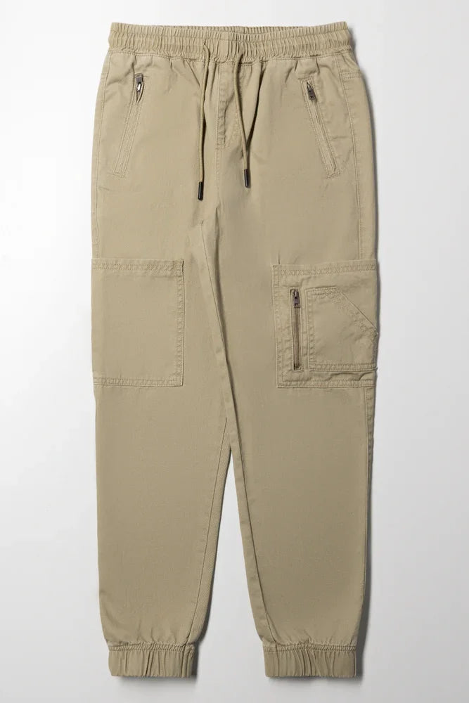 Zip Pocket Cargo Pants Natural