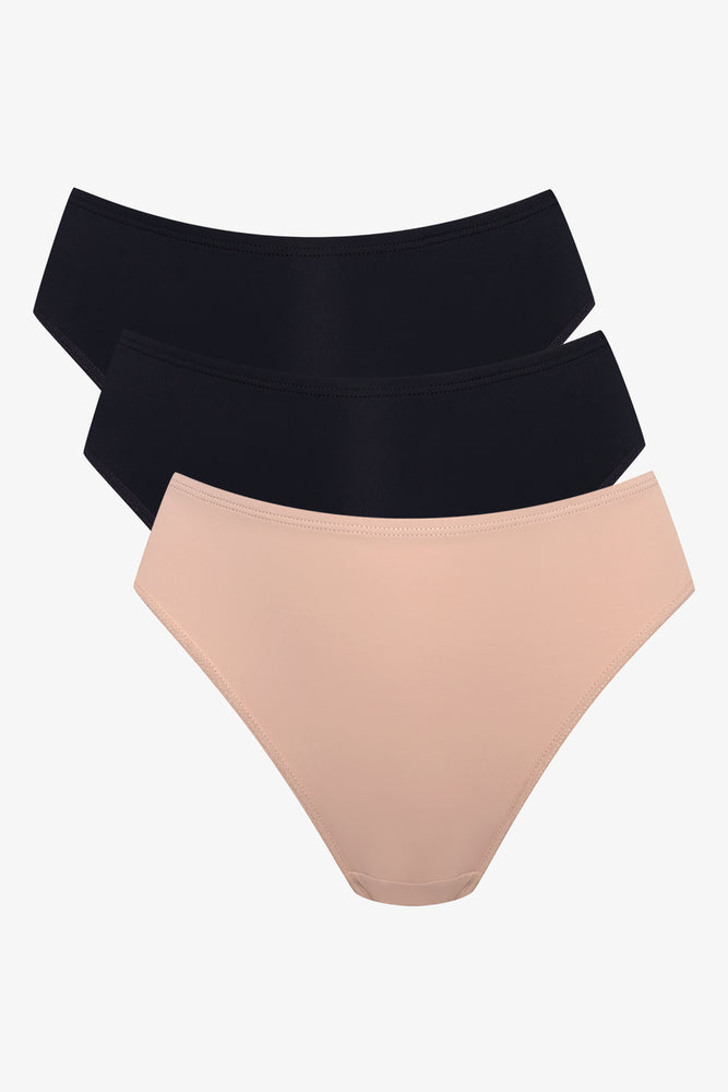 3 Pack Bikini Panties Black And Natural