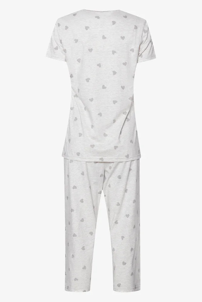 Button Through Capri Pyjamas  White