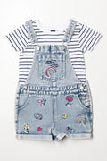 Embroidered Dungaree Light Blue