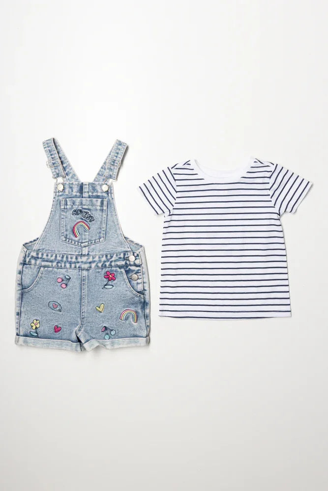Embroidered Dungaree Light Blue (3)