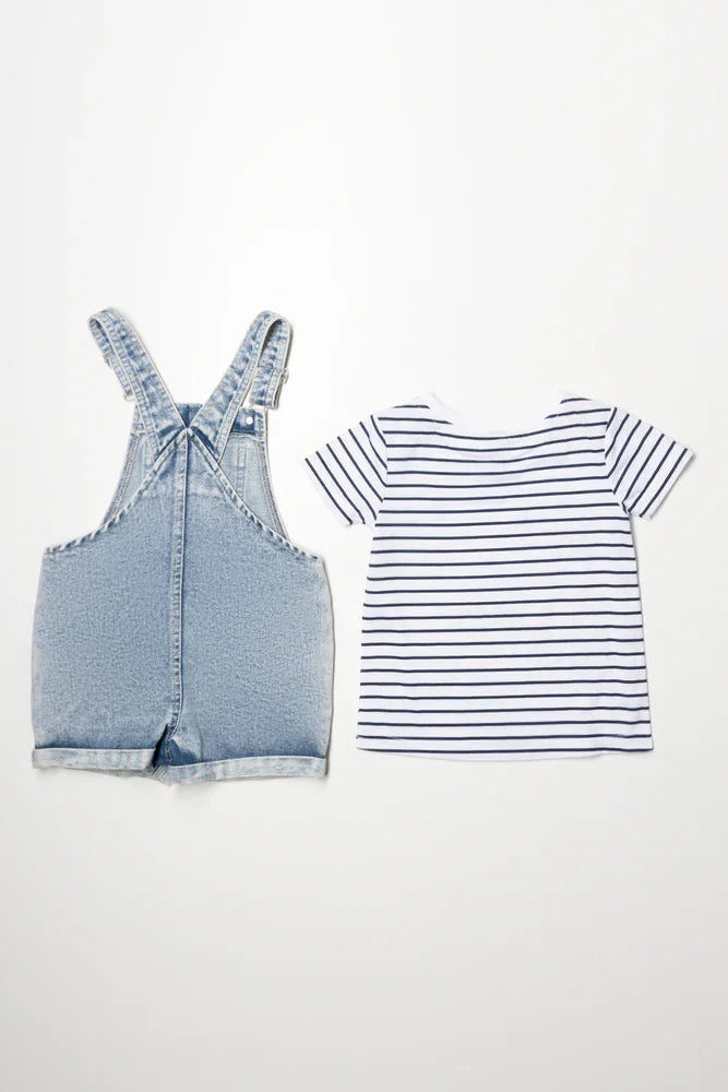 Embroidered Dungaree Light Blue (4)