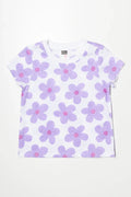 Floral Short Sleeve T-Shirt White And Purple