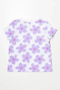 Floral Short Sleeve T-Shirt White And Purple (1)