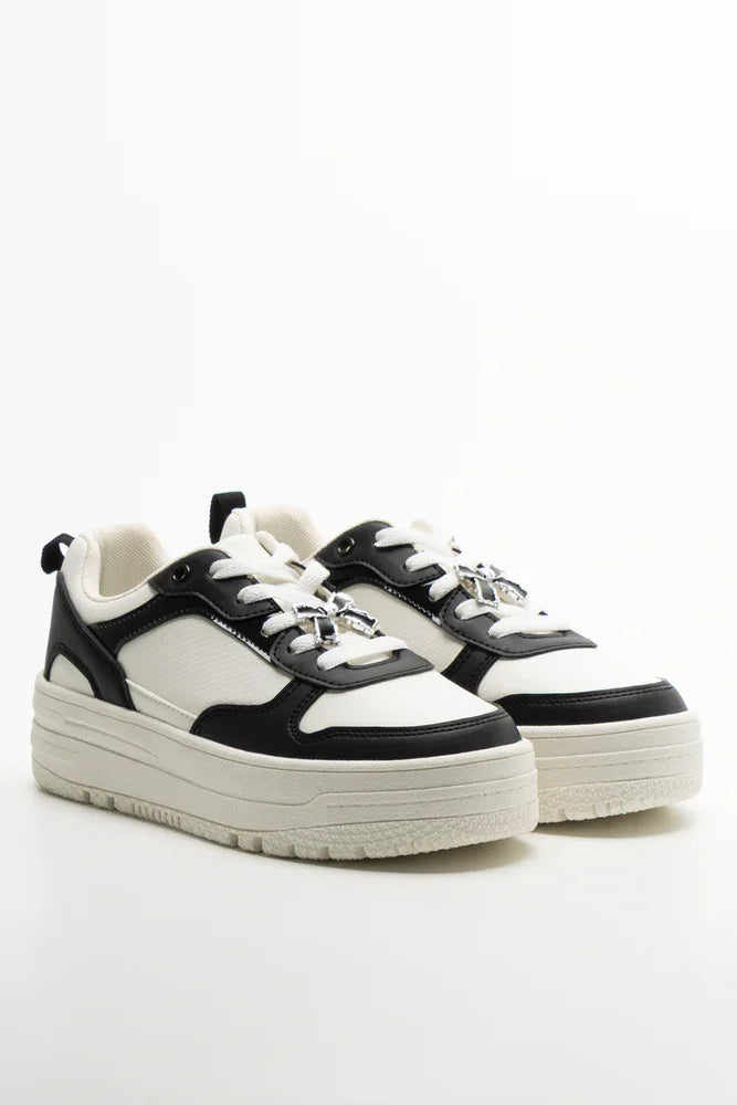 Bow Charm Sneakers Black And White