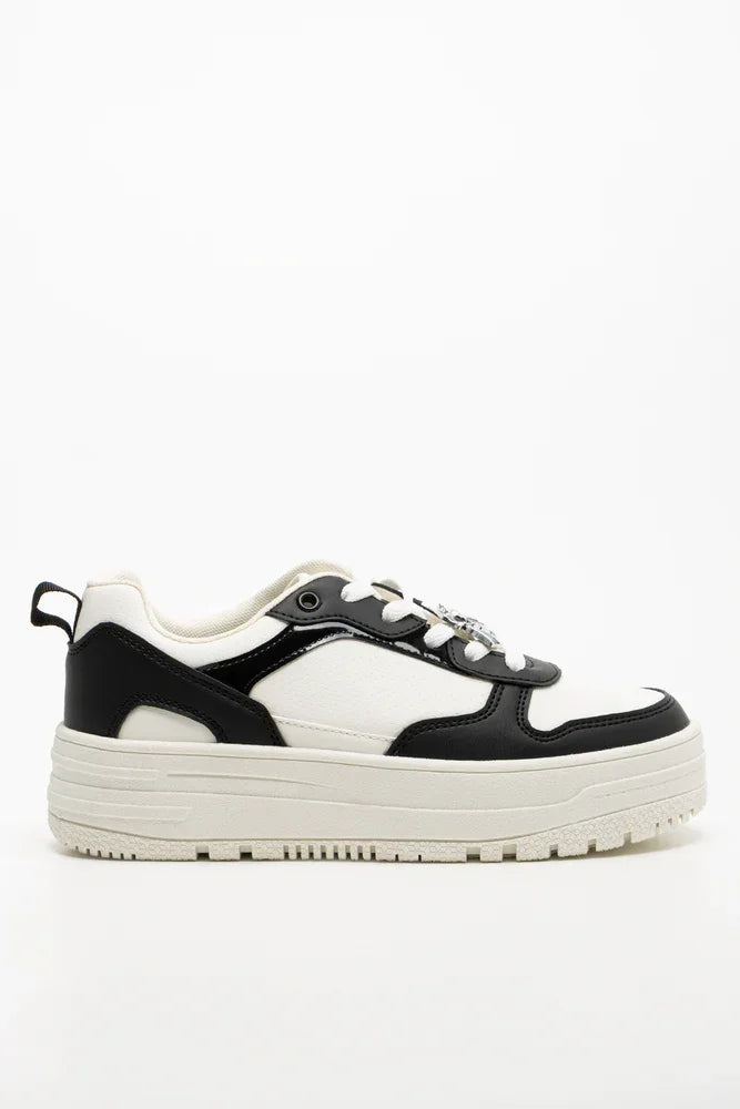 Bow Charm Sneakers Black And White