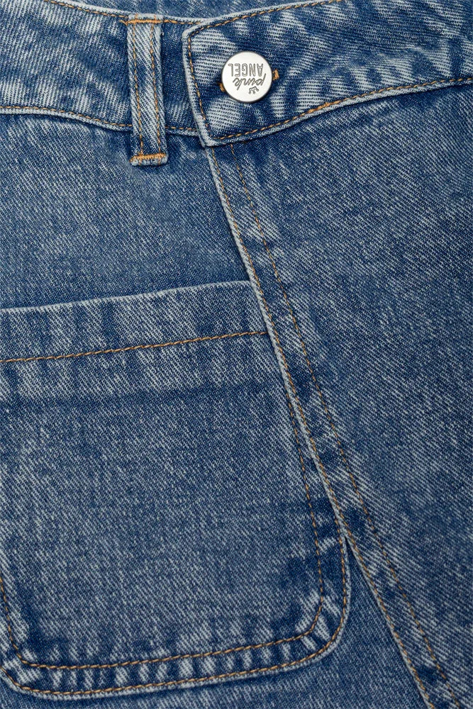 Pocket Detail Denim Skorts Blue