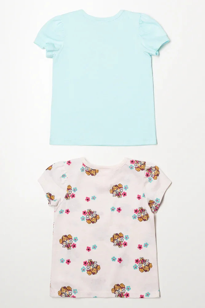 Paw Patrol 2 Pack Short Sleeve T-Shirts Light Blue And Natural (3)
