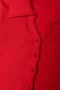 Seamless Button Down Collar Top Red (1)