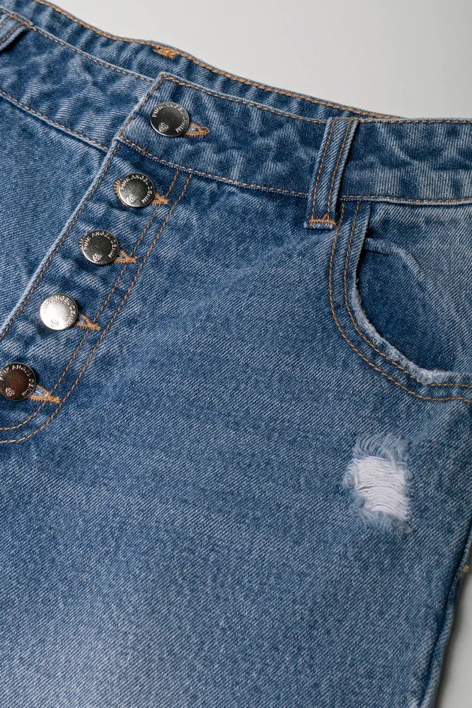 Straight Leg Denim Jeans Blue