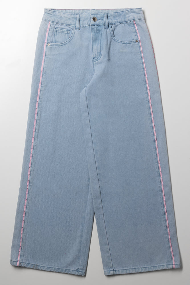 Wide Leg Denim Jeans Light Blue