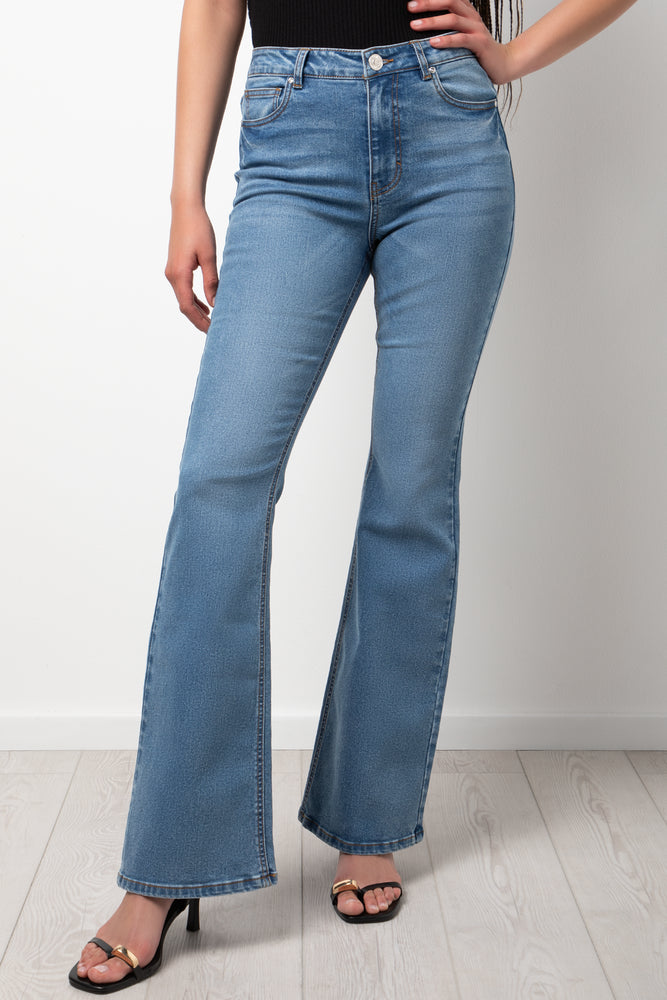 Flare Leg Denim Jeans Blue (1)