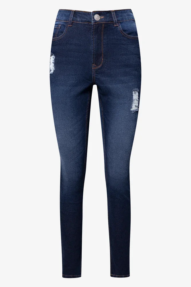 Distressed Skinny Denim Jean Blue
